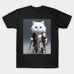 Cat in Armor - Modern Digital Art T-Shirt